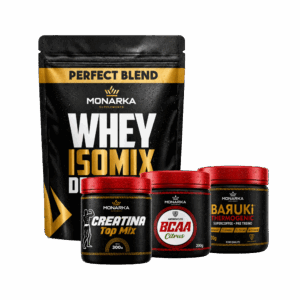 KIT Whey Protein 1kg + Creatina + Bcaa + Pré Treino