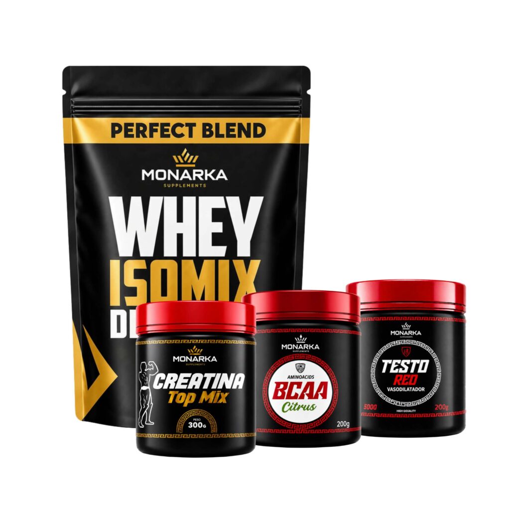 KIT Whey Protein Isomix Definition 1kg + Creatina Topmix + Bcaa + Testo Red