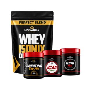 KIT Whey Protein Isomix Definition 1kg + Creatina Topmix + Bcaa + Testo Red