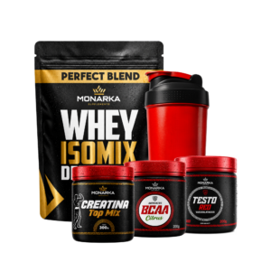 KIT Whey Protein Isomix Definition 1kg + Creatina Topmix + Bcaa + Testo Red + Coqueteleira