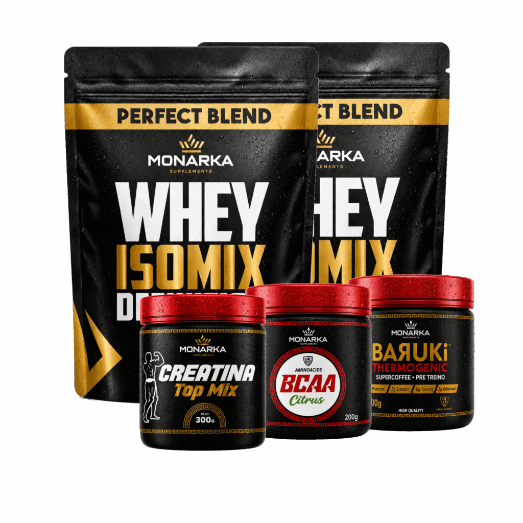 KIT Whey Protein 2kg + Creatina + Bcaa + Pré-Treino Termogênico