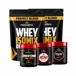KIT Whey Protein 2kg + Creatina + Bcaa + Testo Red