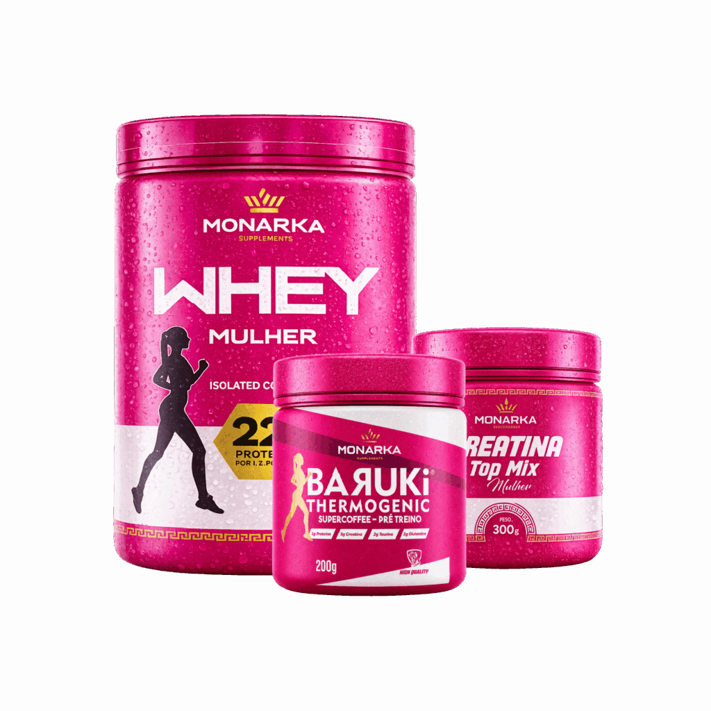 KIT Mulher: Whey Protein + Creatina + Pré-Treino Termogênico