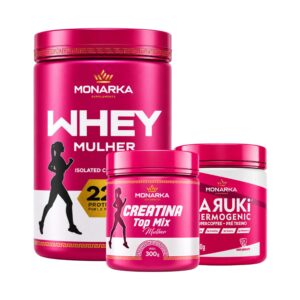 KIT Mulher: Whey Protein + Creatina + Pré-Treino Termogênico