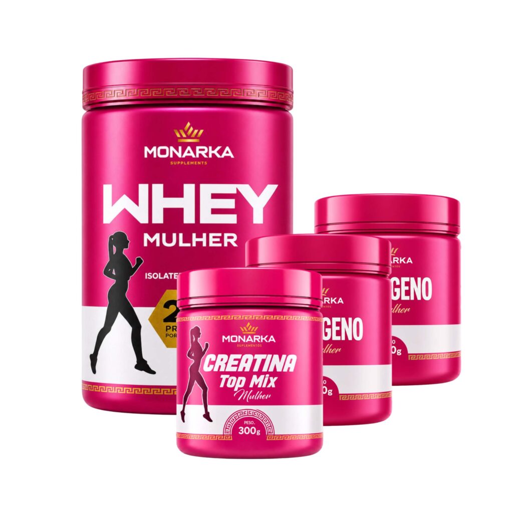 KIT Mulher: Whey Protein + Colágeno 600g + Creatina