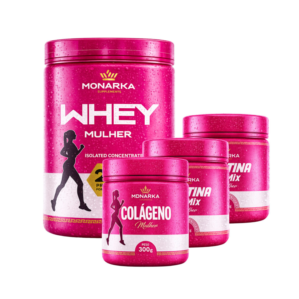 KIT Mulher: Whey Protein + Creatina 600g + Colágeno