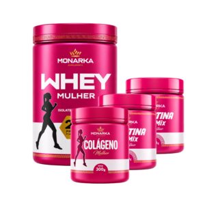 KIT Mulher: Whey Protein + Creatina 600g + Colágeno