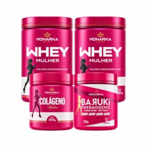 KIT Mulher: Whey Protein 1kg + Colágeno Hidrolisado + Termogênico Pré-Treino
