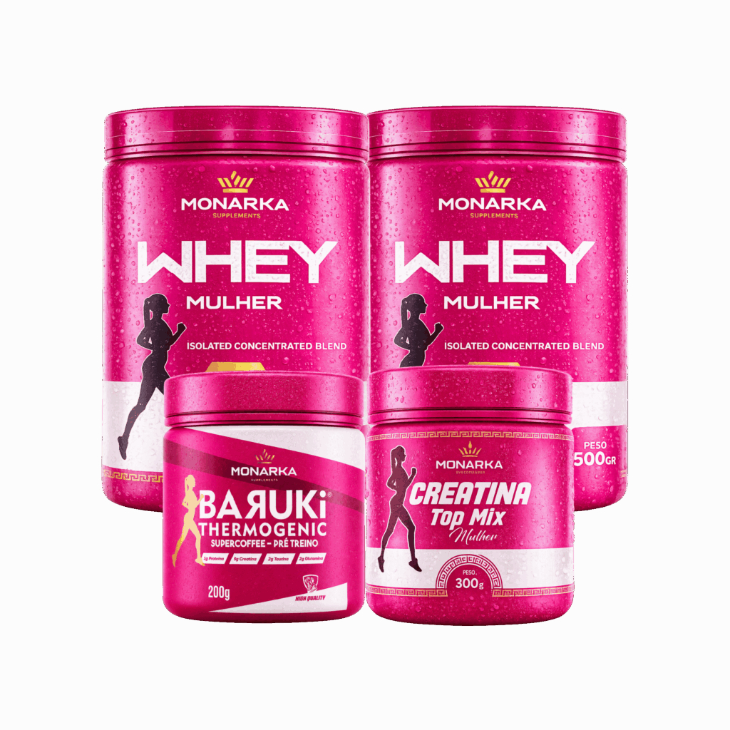 KIT Whey Protein Mulher 1Kg + Creatina Topmix + Pré-Treino Termogênico