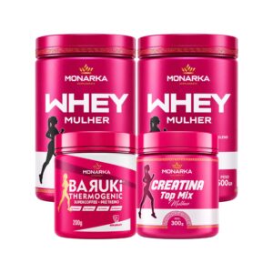 KIT Whey Protein Mulher 1Kg + Creatina Topmix + Pré-Treino Termogênico