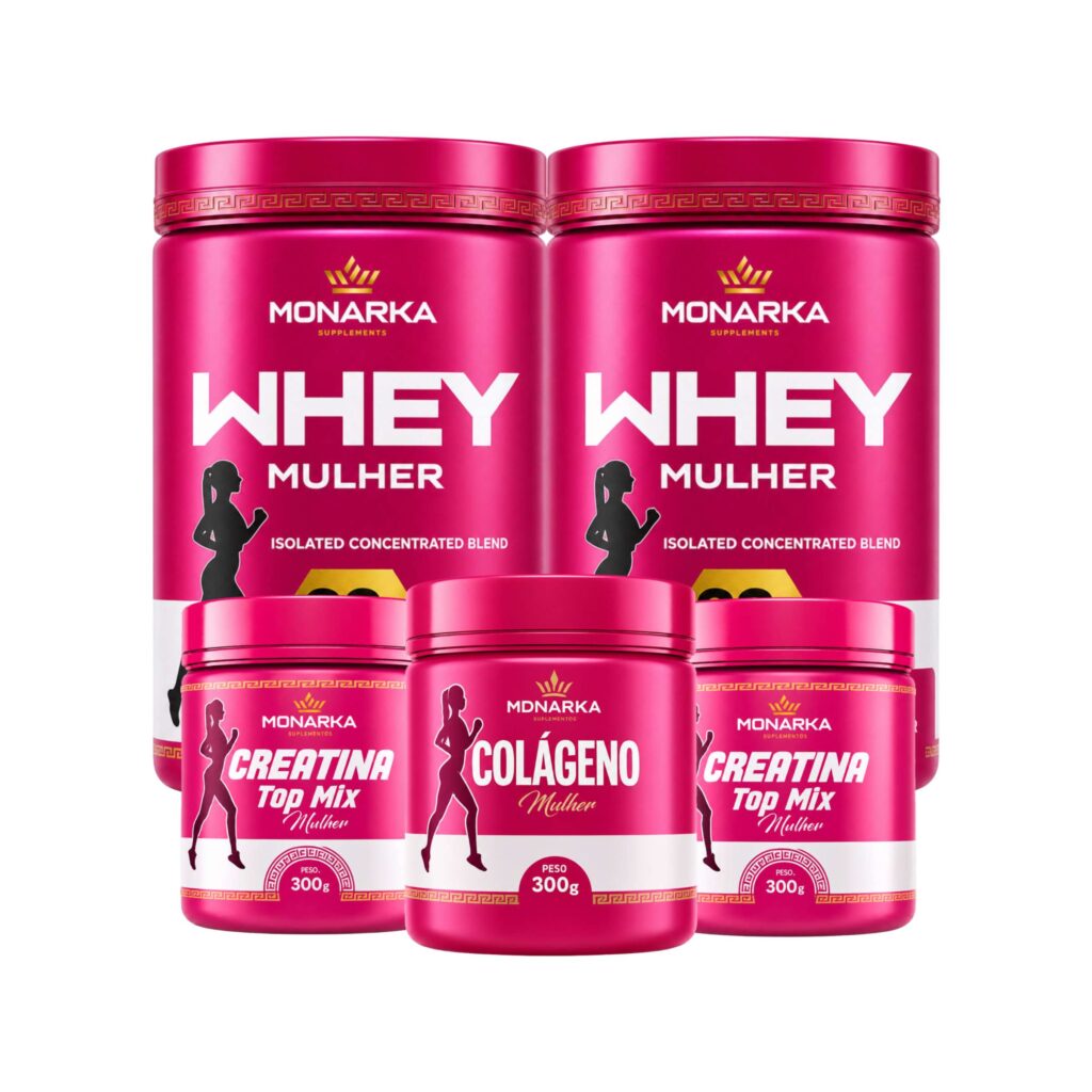 KIT Mulher: Whey Protein 1kg + Colágeno Hidrolisado + Creatina 600g