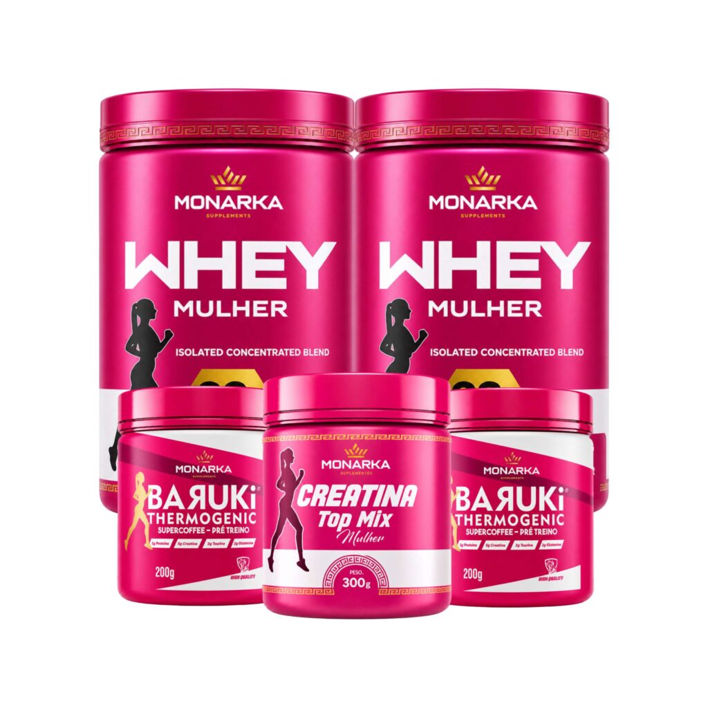 KIT Mulher Whey Protein 1Kg + Creatina + Pré-Treino 400g