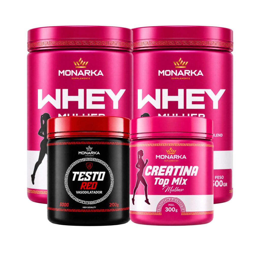 KIT Mulher: Whey Protein Blend Concentrado 1Kg + Creatina + Testo
