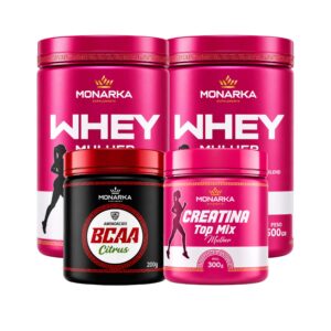 KIT Mulher: Whey Protein 1Kg + Creatina + Bcaa