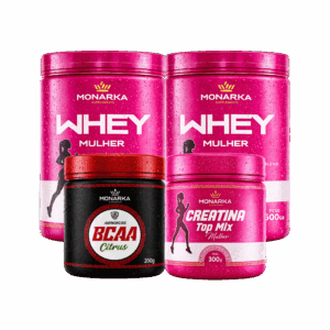 KIT Mulher: Whey Protein 1Kg + Creatina + Bcaa